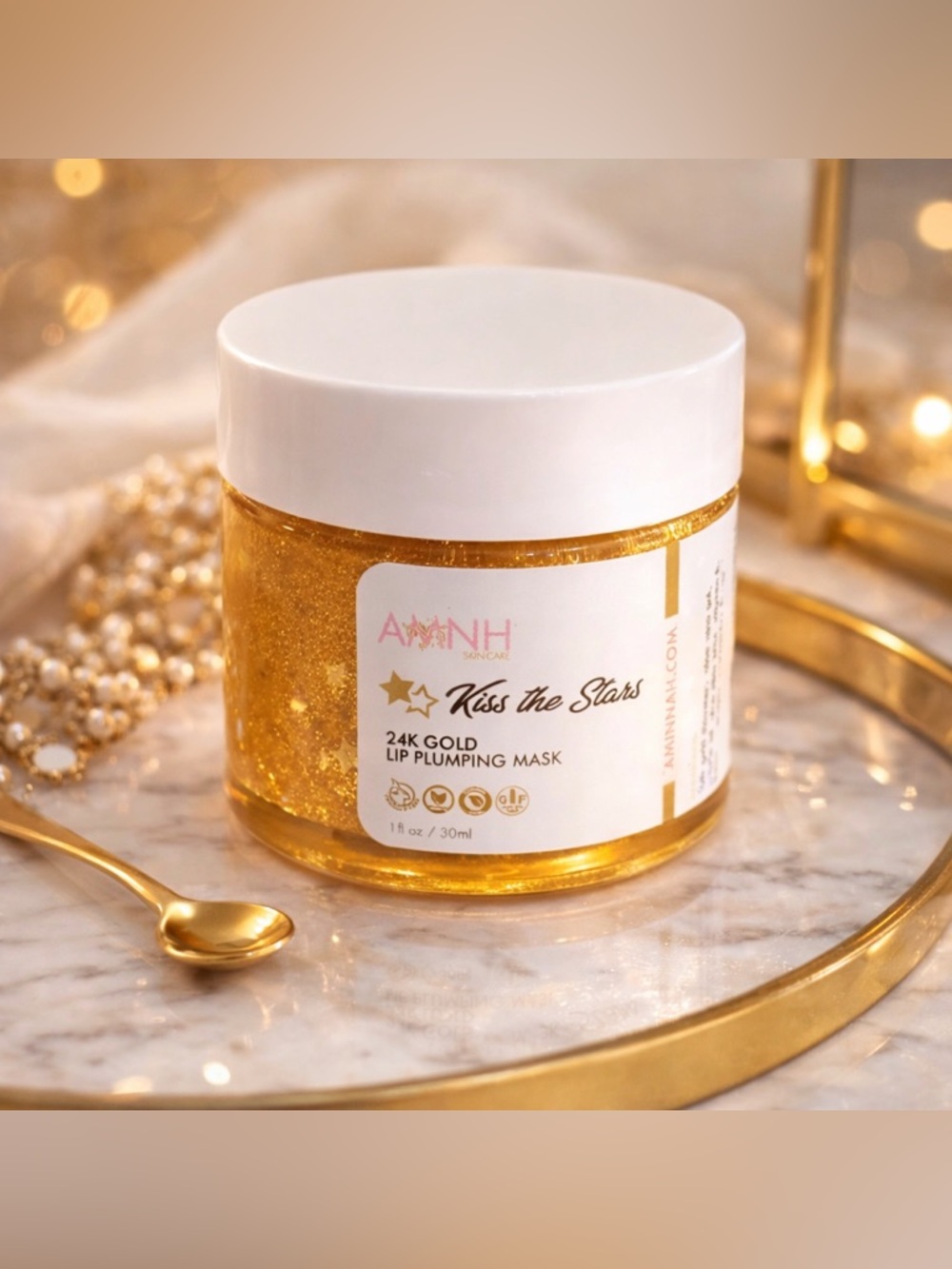 24K Gold Lip Plumping Mask Kiss The Stars AMNH | Hydrating Shimmer Lip Treatment